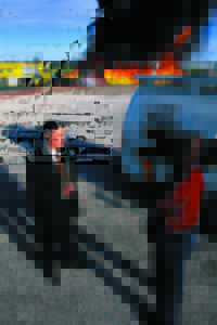 Reporter Robert Riggs at the DFW Airport Firefighter Training Drill with Photographer Cliff Williams of WFAA-TV Channel 8 News